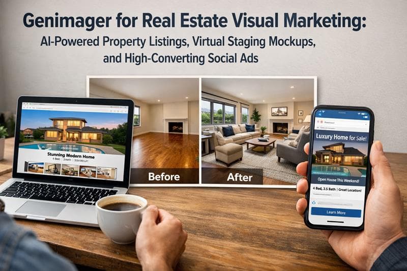 Genimager for Real Estate Visual Marketing: AI-Powered Property Listings, Virtual Staging Mockups, and High-Converting Social Ads