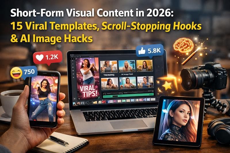 Short-Form Visual Content in 2026: 15 Viral Templates, Scroll-Stopping Hooks & AI Image Hacks 